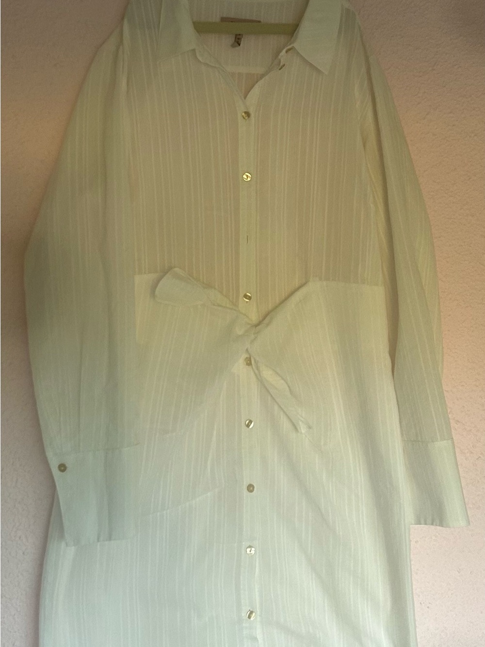 Rebecca Taylor White Long-Sleeve Button-Down Dress